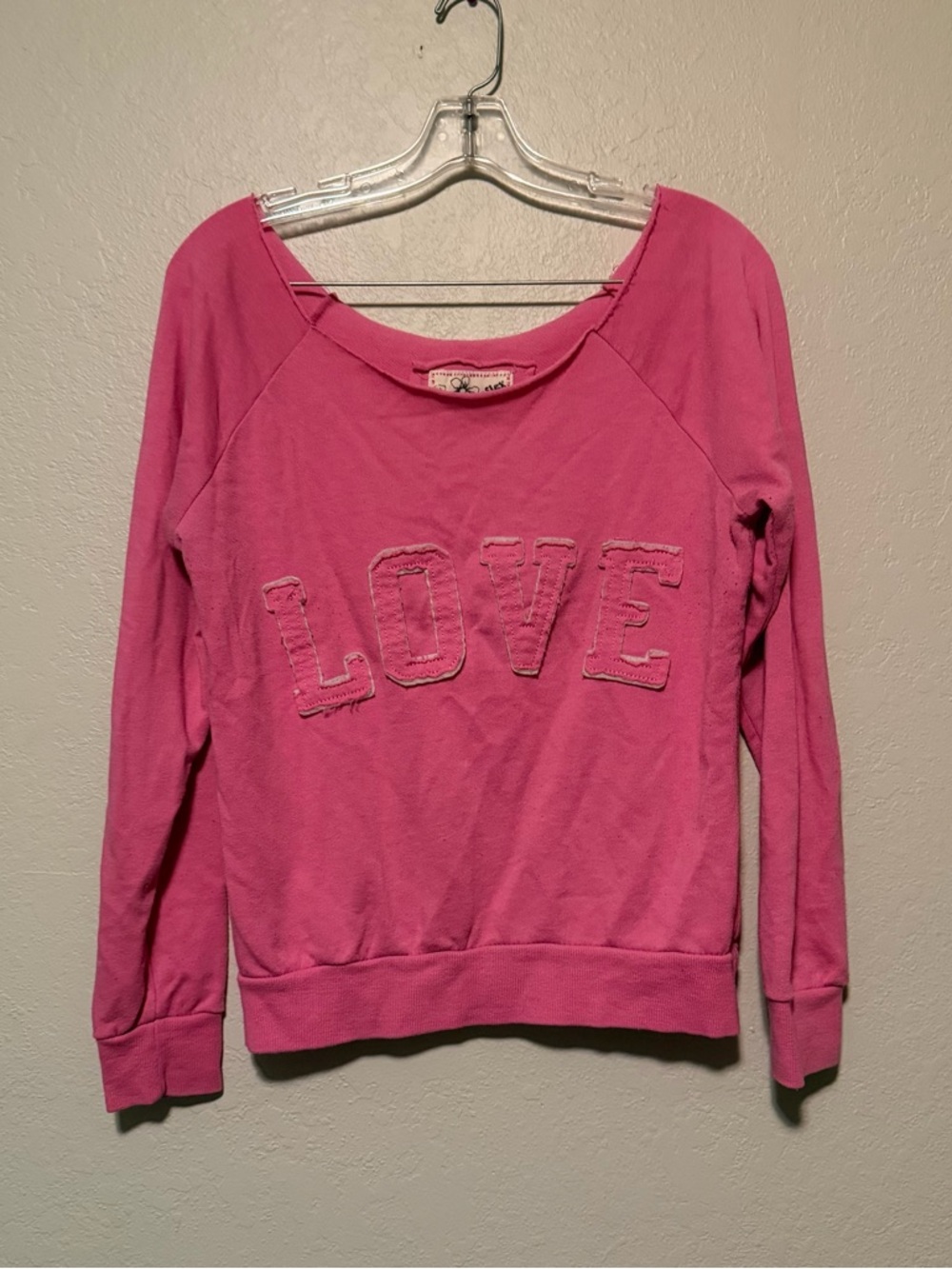 Reflex, Women Pink Love Boat Neck Long Sleeved Shirt, Size S